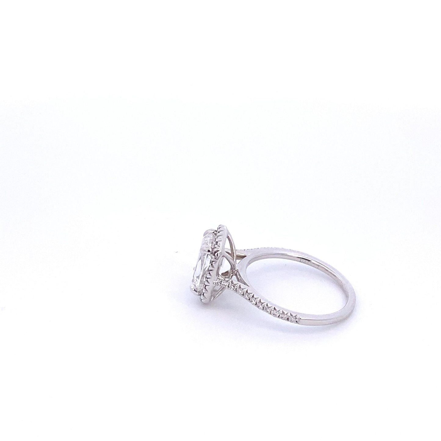 18K White Gold Elongated Cushion Cut Diamond Halo Engagement Ring (2.86ctw)