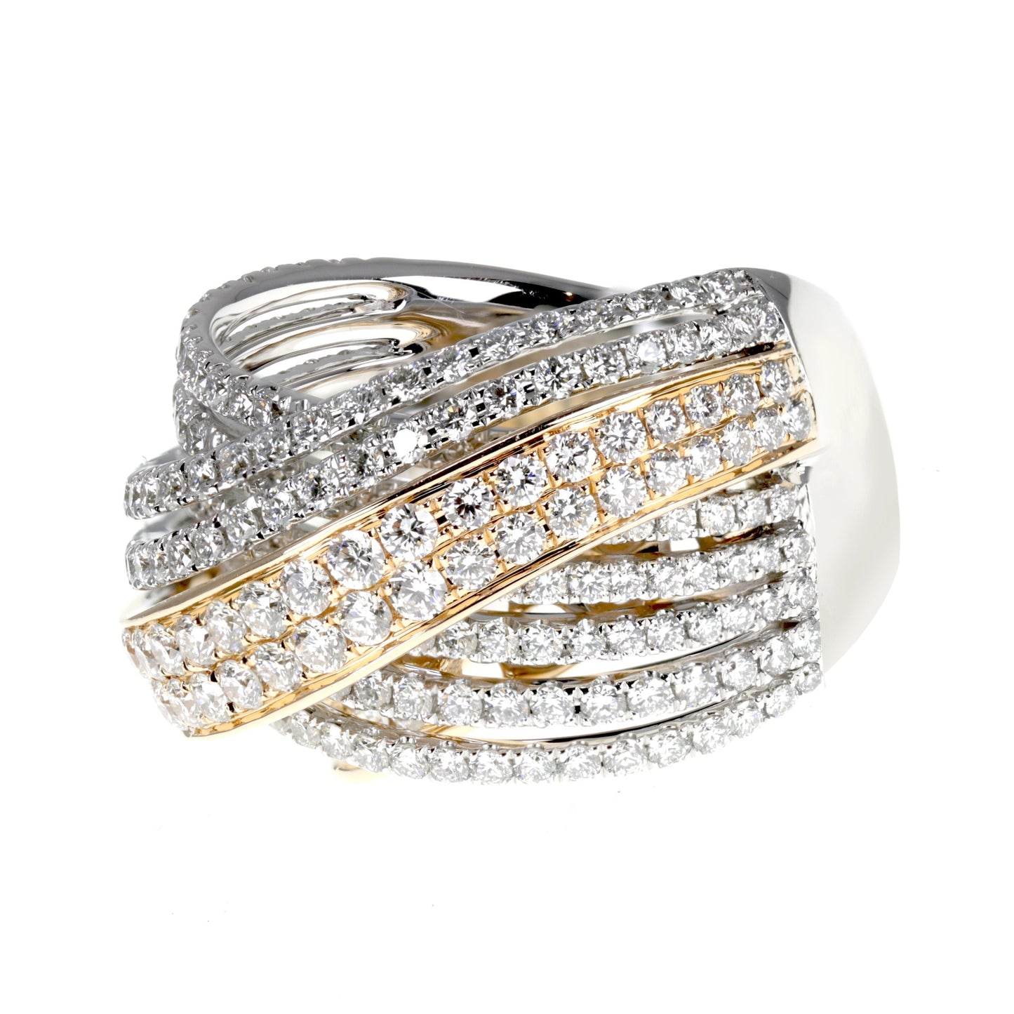 18K Yellow And White Gold Criss Cross Ring (2.74ctw)