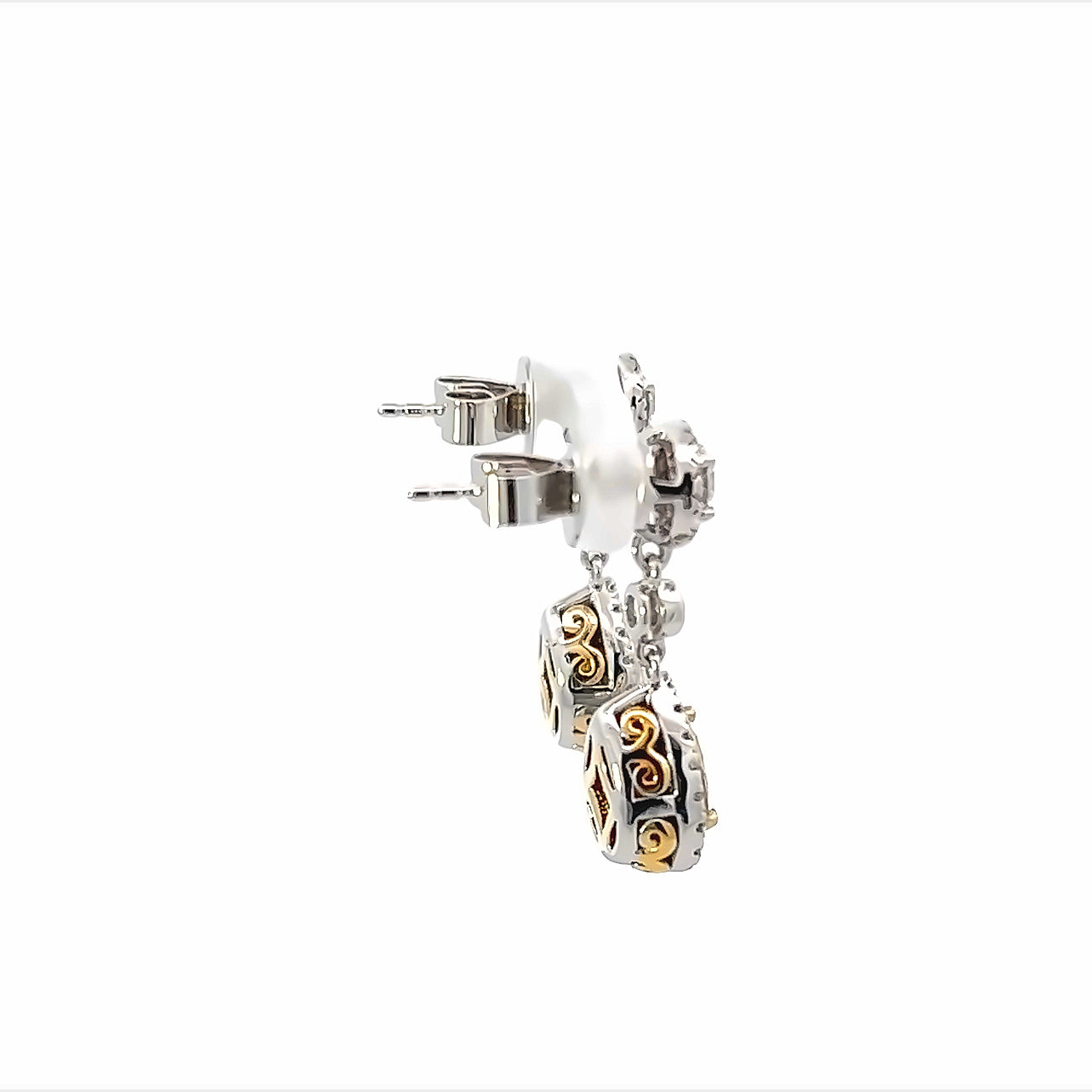 18K White And Yellow Gold Pear Shape Fancy Yellow Diamond Halo Drop Earrings (1.30ctw)