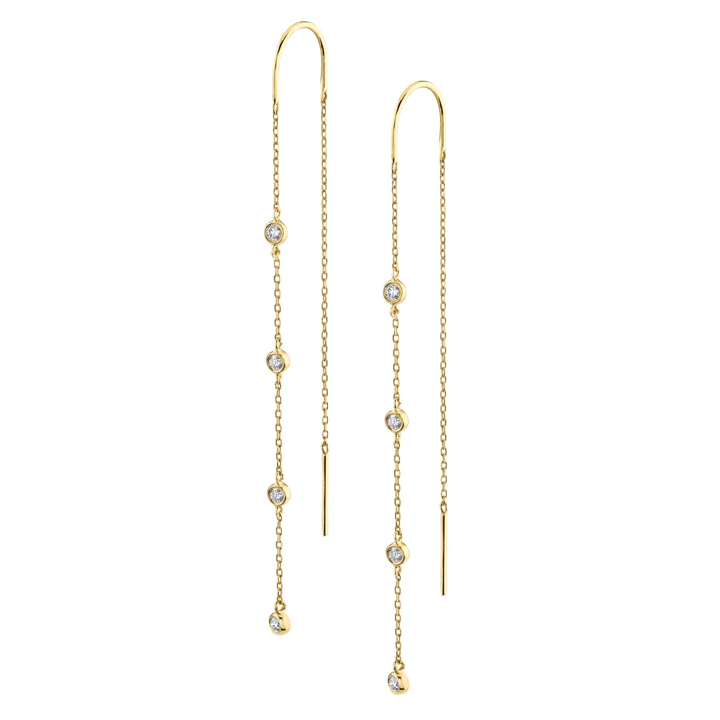 14K Yellow Gold Bezel Diamond Drop Earrings (.25ctw)