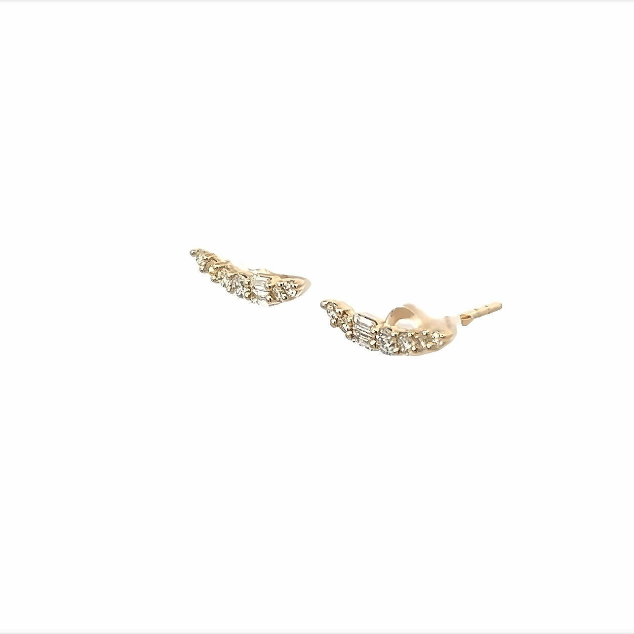 14K Yellow Gold Mixed Shape Diamond Ear Climbers (.25ctw)