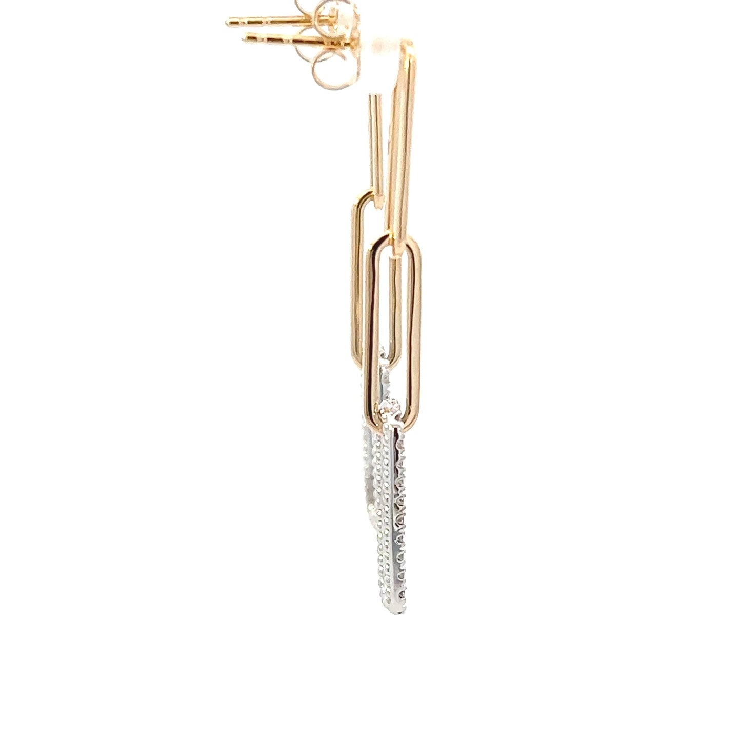 14K Yellow And White Gold Pave Diamond Paperclip Drop Earrings (.50ctw)