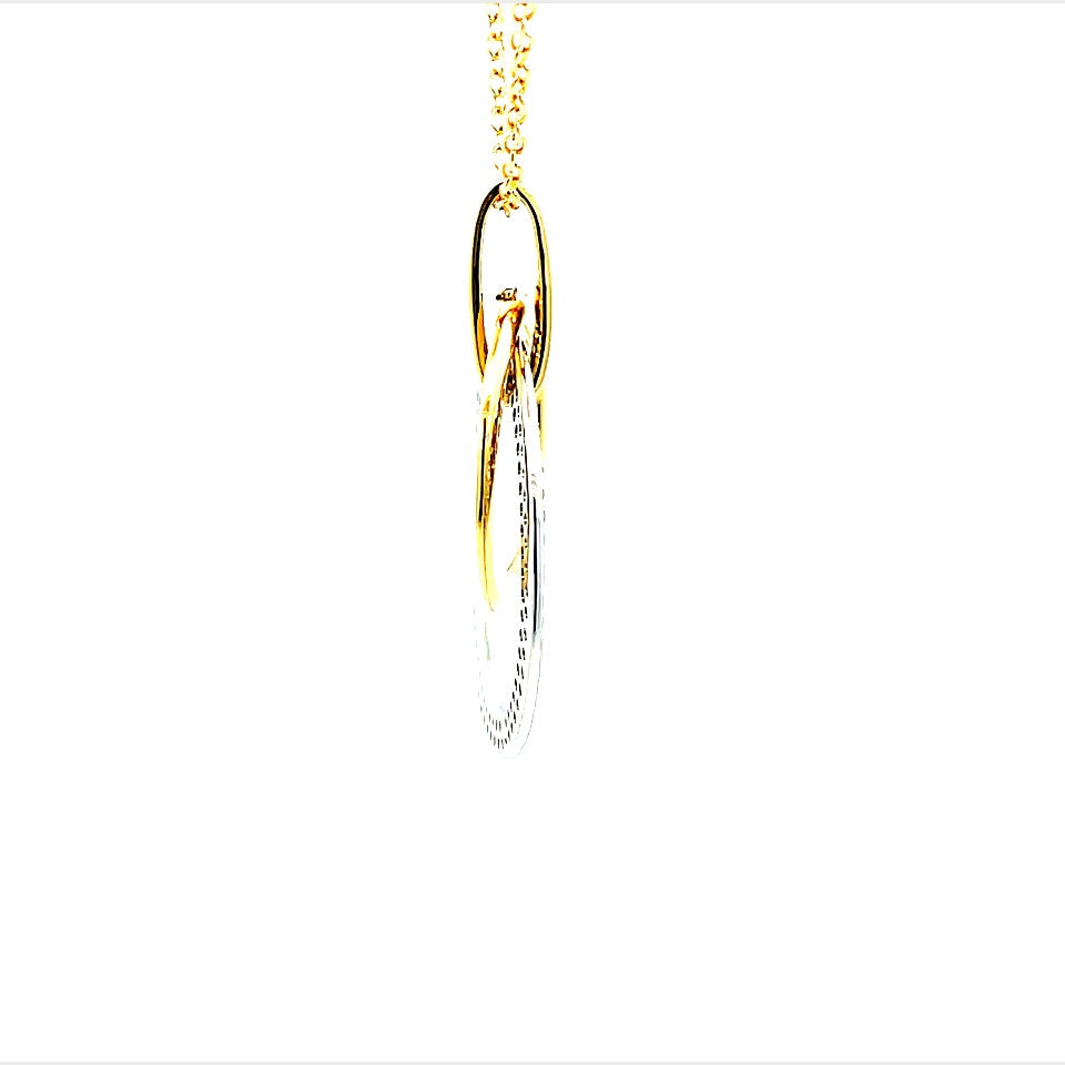 18K Yellow And White Gold Diamond Circle Drop Pendant (.63ctw)
