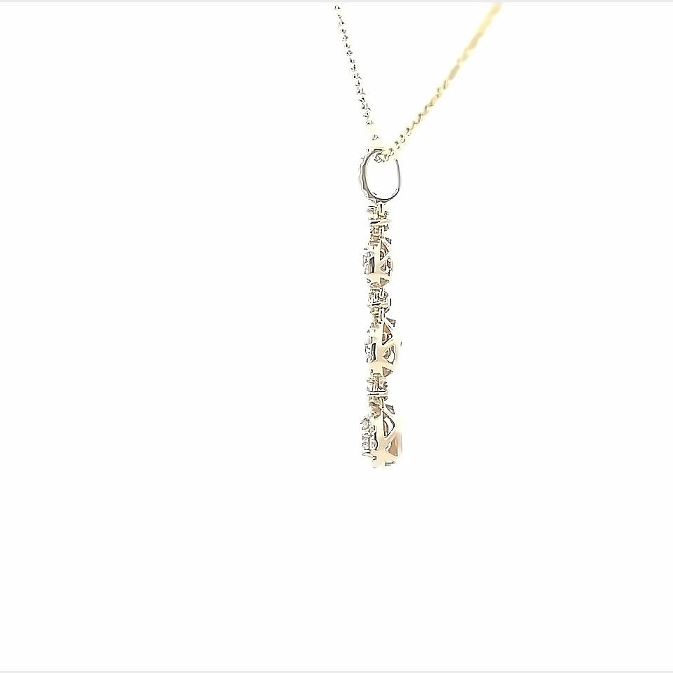 18K Yellow Gold Round Diamond Halo Drop Necklace (.70ctw)
