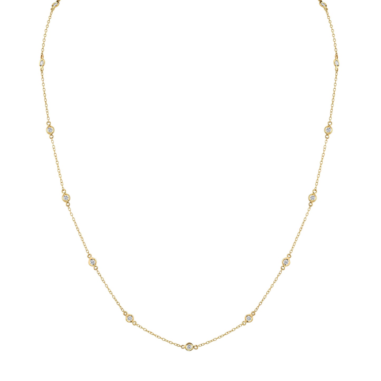 14K Yellow Gold Diamonds By The Yard Necklace (.50ctw)