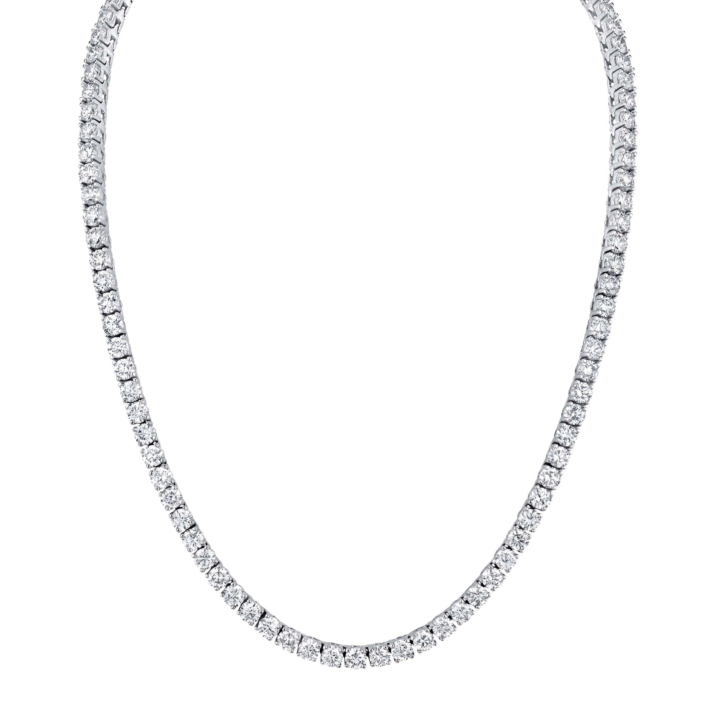 14K White Gold Round Diamond Riviera Necklace (19.02ctw)