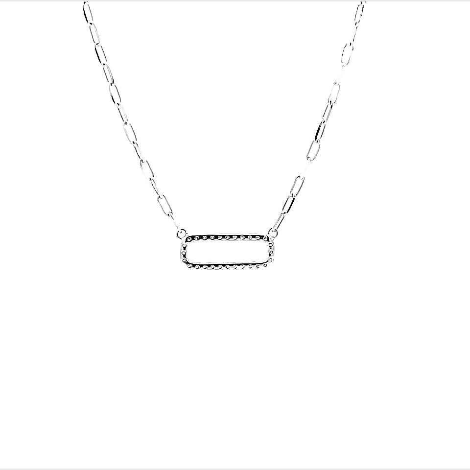 14K White Gold Paperclip Style Pave Diamond Necklace (.21ctw)