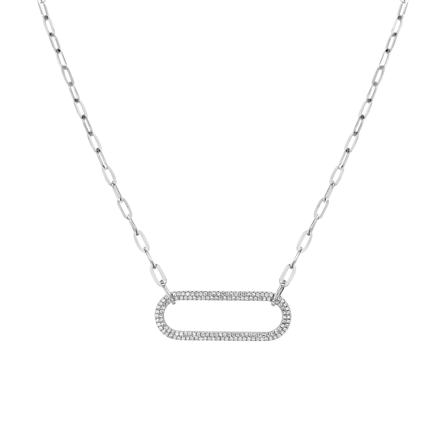 14k White Gold Diamond Paperclip Necklace (.30ctw)