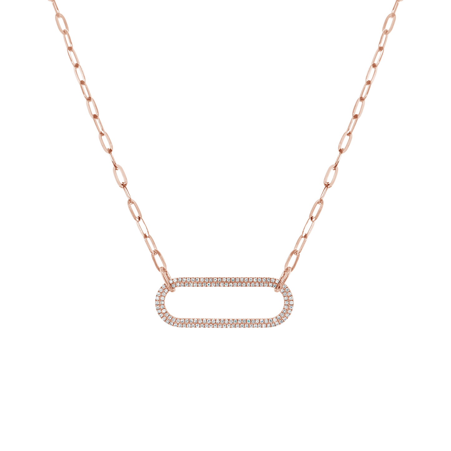14k Rose Gold Diamond Paperclip Necklace (.30ctw)