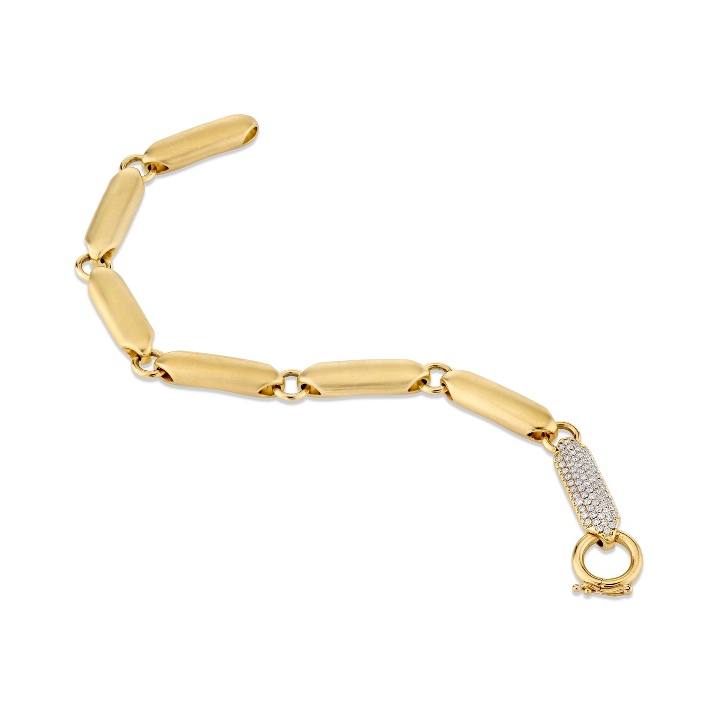Yellow Gold Fancy Link Bracelet With Pave Diamonds