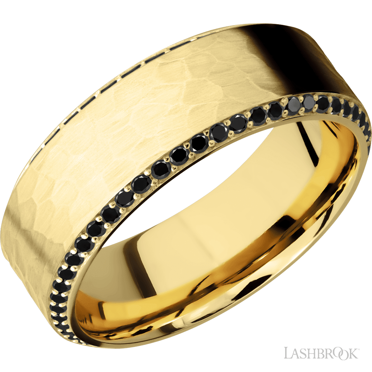 14K Yellow Gold with Hammer , Polish Finish