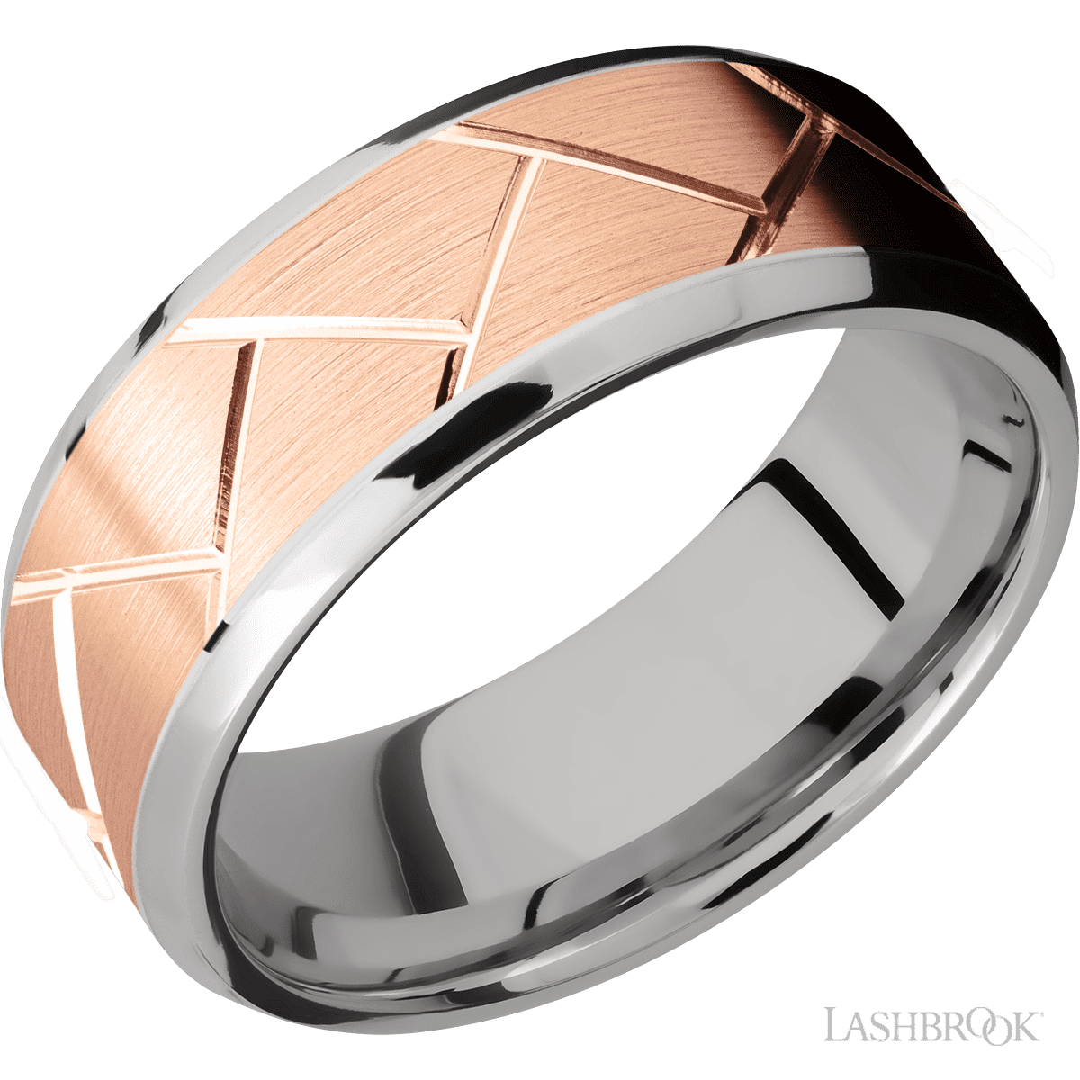 14K White Gold with Polish , Polish Finish and 14K Rose Gold Inlay