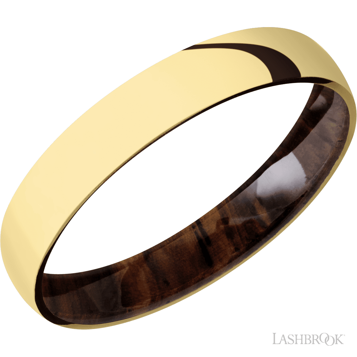 14K Yellow Gold with Polish Finish and Cocobolo