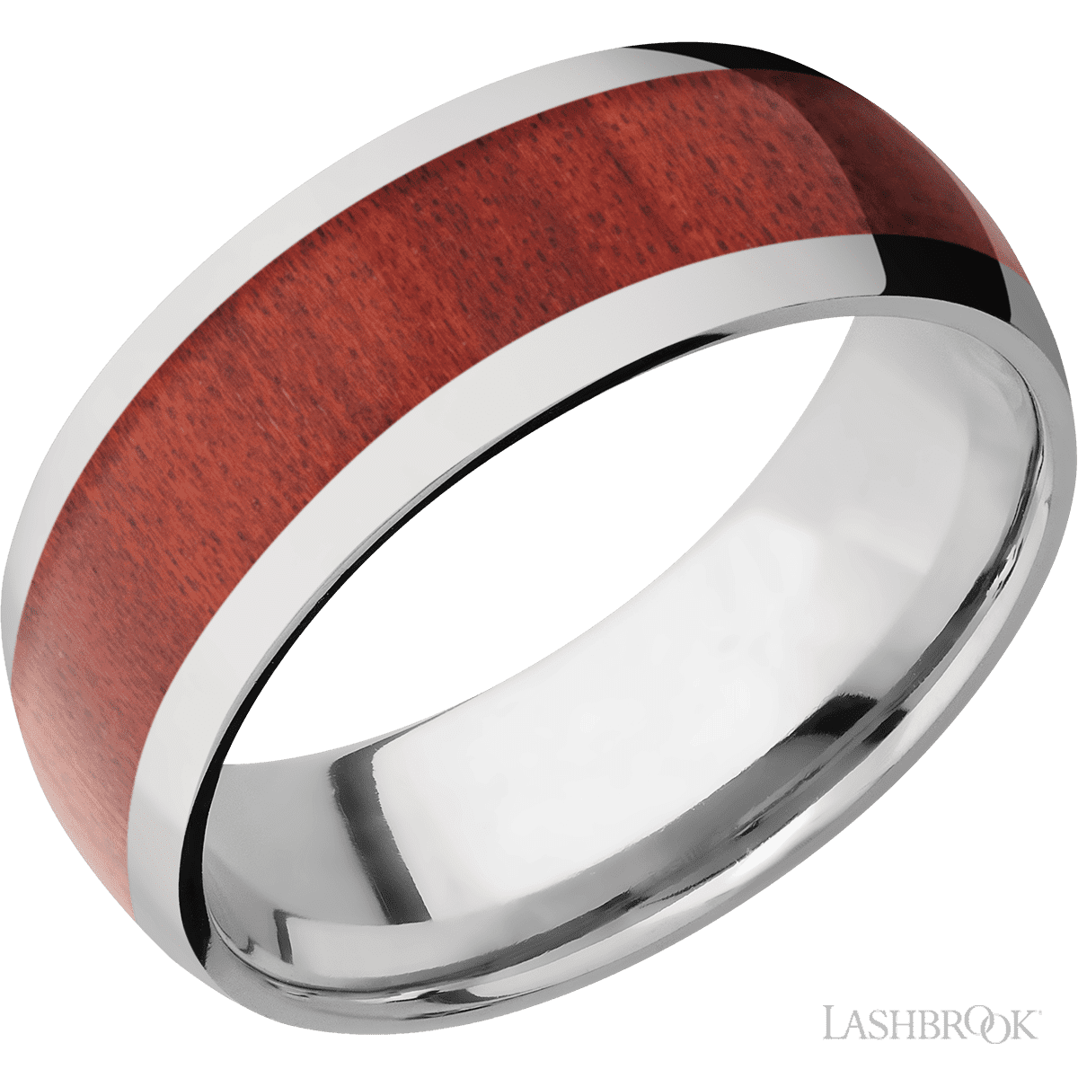 Titanium with Polish Finish and Red Heart Inlay