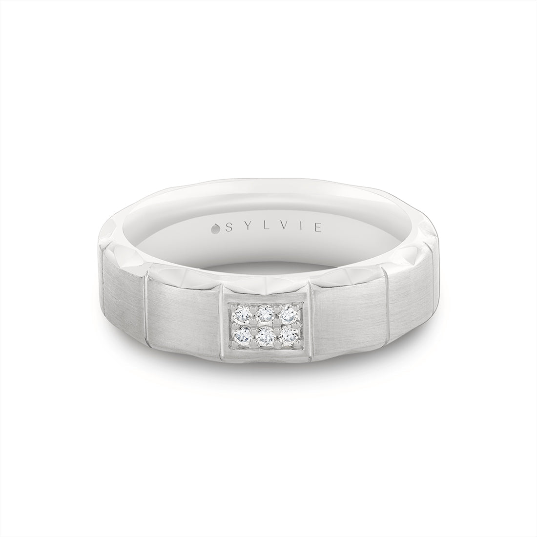 Fluted Shell Brushed Diamond Mens Band - Griffin