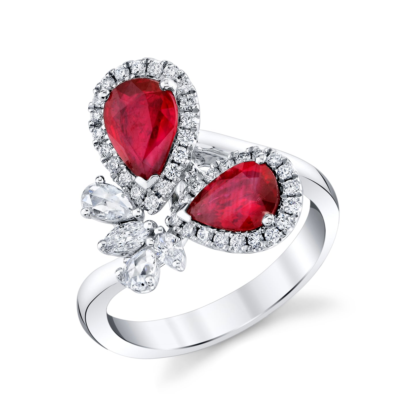 Palladium & 18K White Gold Ruby And Diamond Ring
