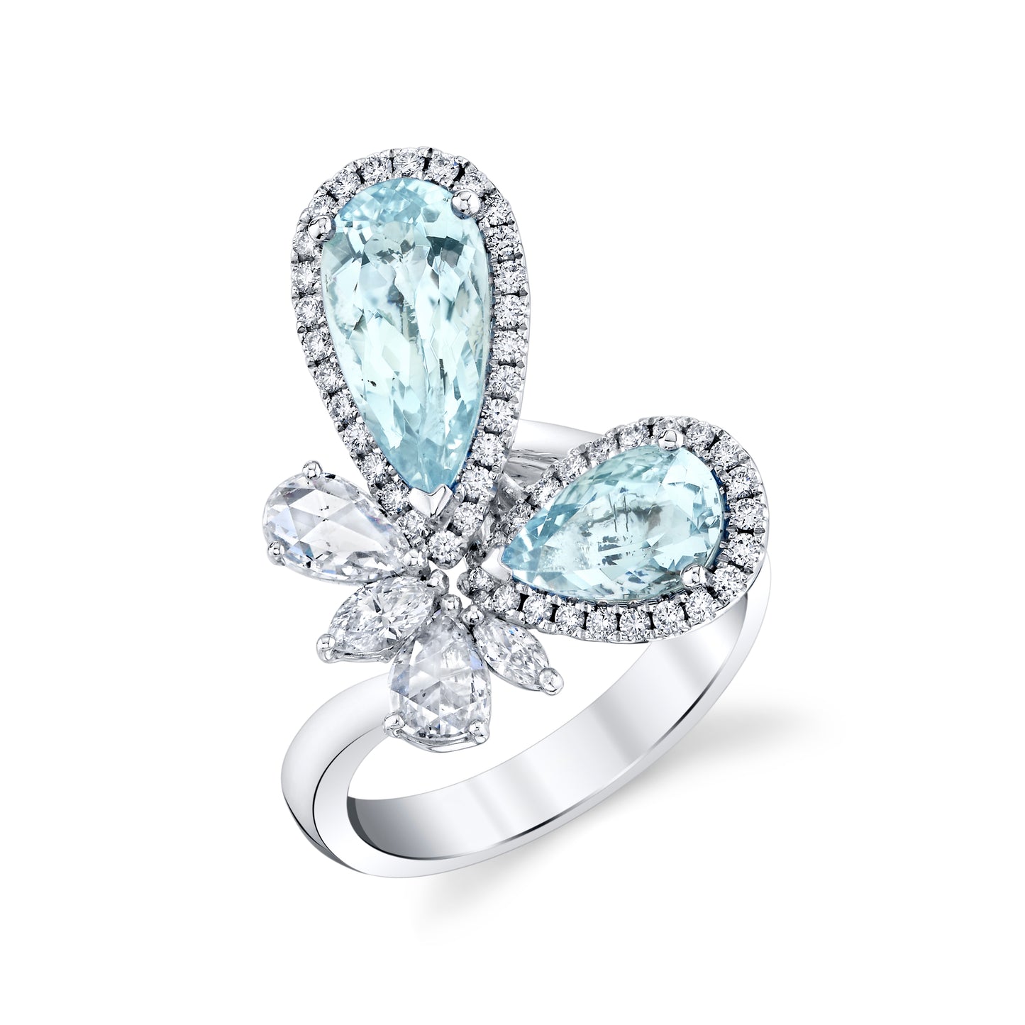 Palladium & 18K White Gold Aquamarine and Diamond Ring