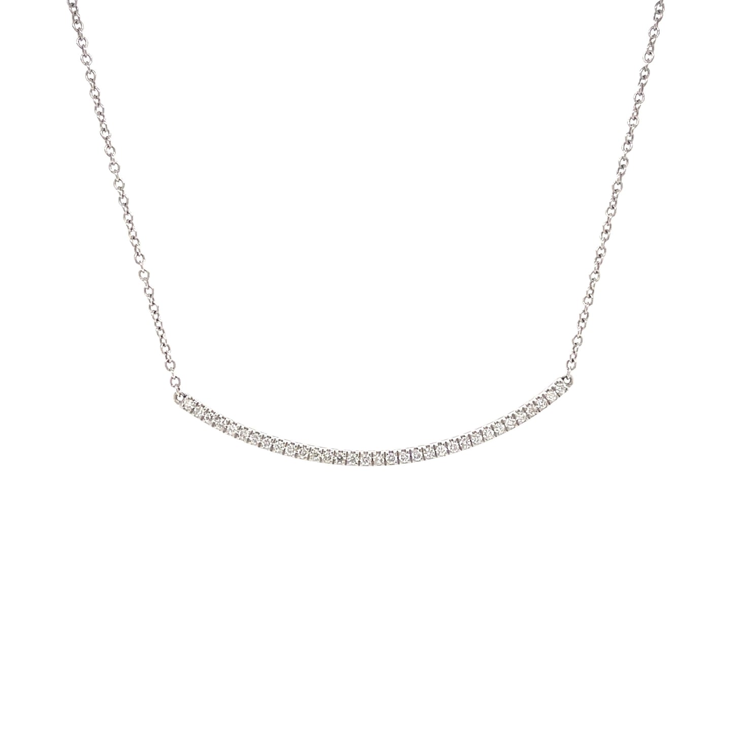 18K White Gold Diamond Pave Curved Bar Necklace (.20ctw)