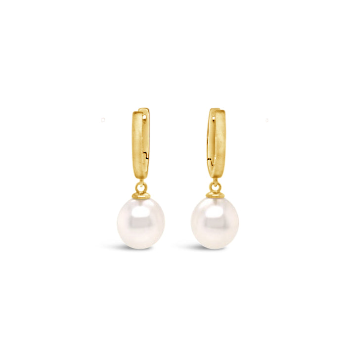 14K Yellow Gold South Sea Pearl Dangle Earrings (10-11MM)