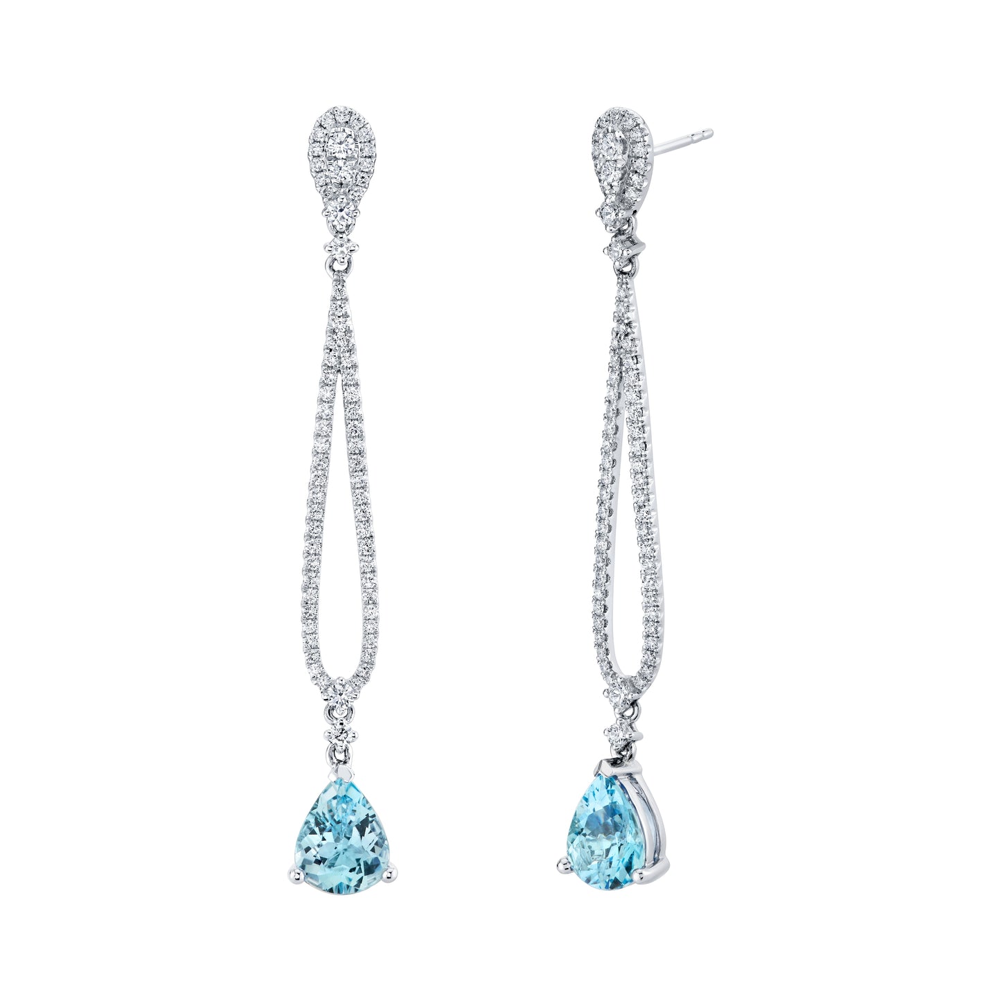 18K White Gold Aquamarine and Diamond Drop Earrings (3.58ctw)