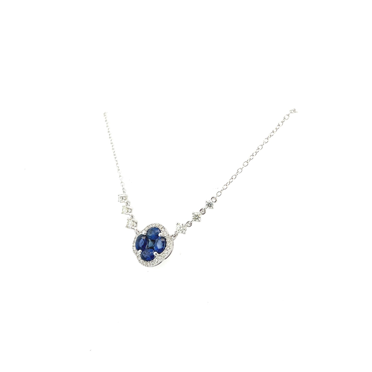 14K White Gold Sapphire And Diamond Mosaic Necklace (1.50ctw)