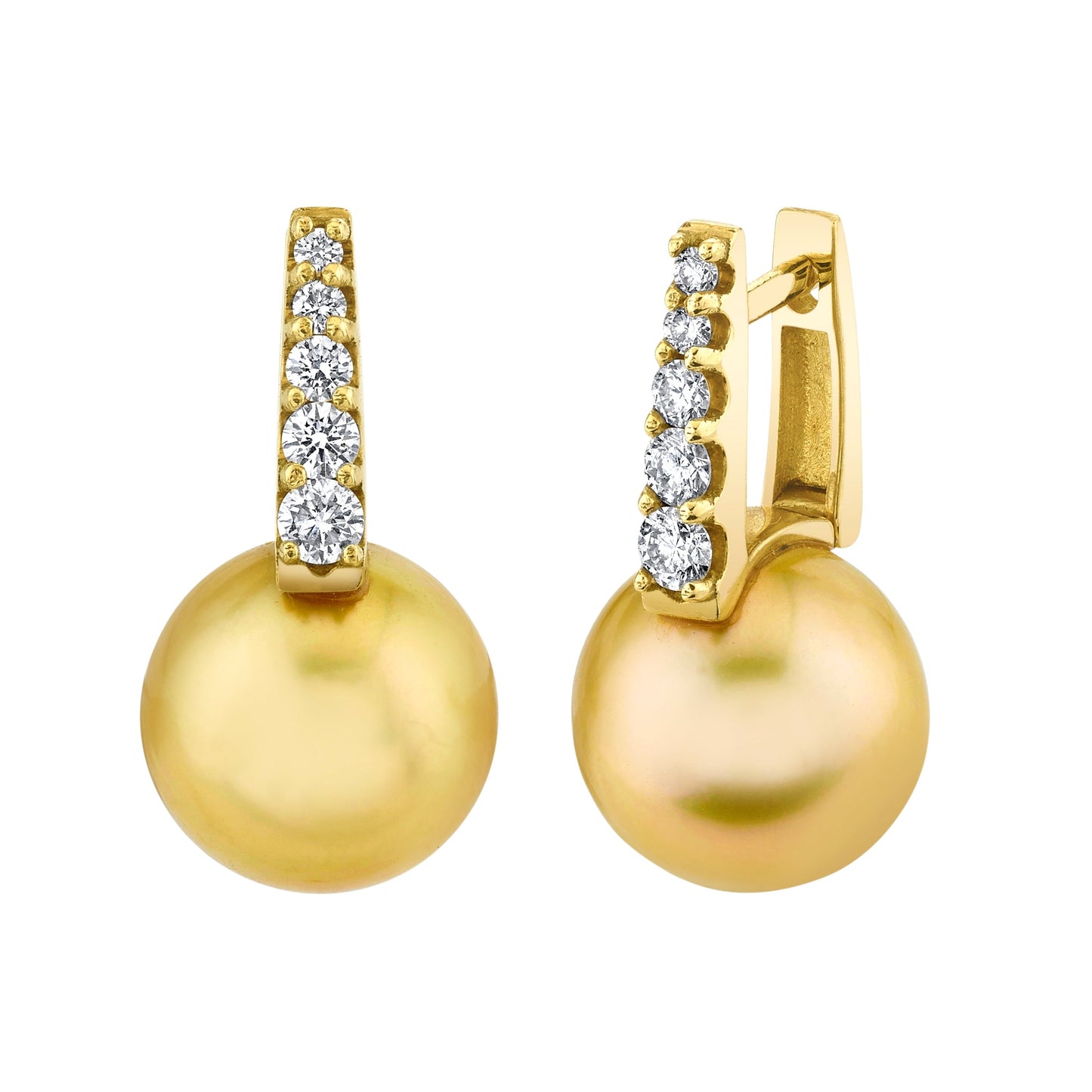 18K Yellow Gold South Sea Pearl And Diamond Huggie Earrings (.33tcw)
