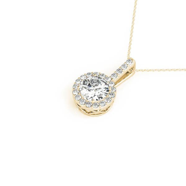 14K Yellow Gold Round Brilliant Diamond Halo Pendant (1.10ctw)