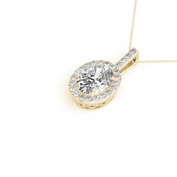 14K Yellow Gold Oval Diamond Halo Pendant (1.10ctw)