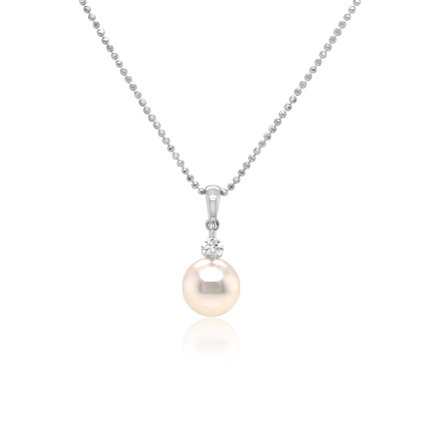 18K White Gold South Sea And Diamond Necklace (.20ctw)