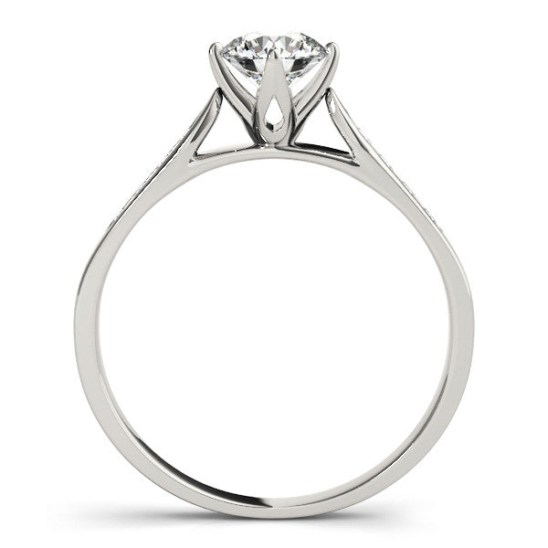 14K White Gold Round Brilliant Engagement Ring With Channel Diamond Accents (1.10ctw)