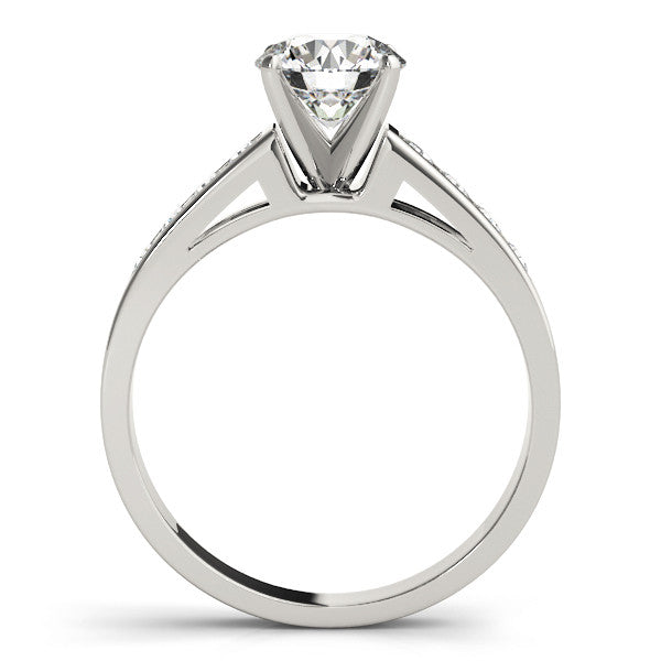 14K White Gold Round Brilliant Engagement Ring With Channel Set Accent Diamonds (1.25ctw)