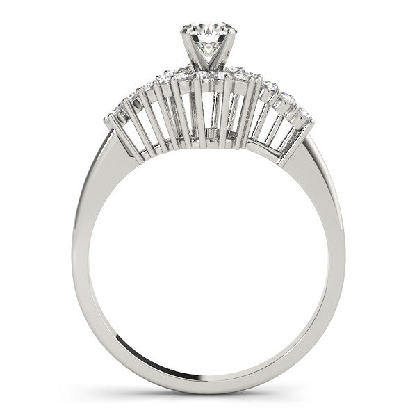 14K White Gold Round Brilliant Diamond Halo Bypass Engagement Ring With Pave Accents (1.20ctw)