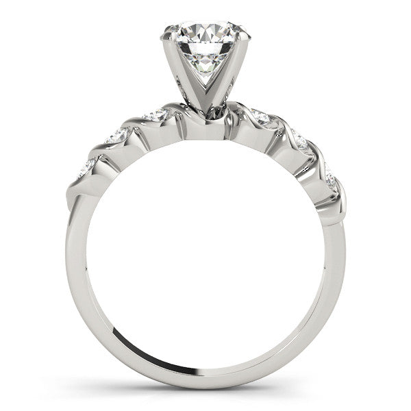 14K White Gold Round Brilliant Diamond Engagement Ring With Semi Bezel Diamond Accents (1.25ctw)