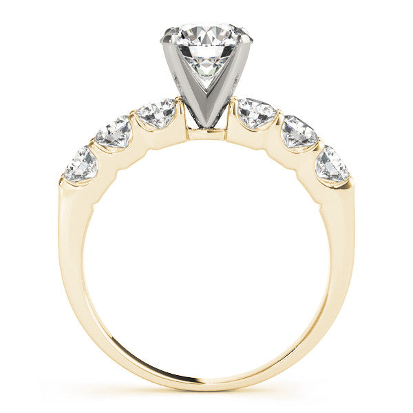 14K Yellow Gold Round Brilliant Diamond Engagement Ring With Prong Set Diamond Accents (1.25ctw)