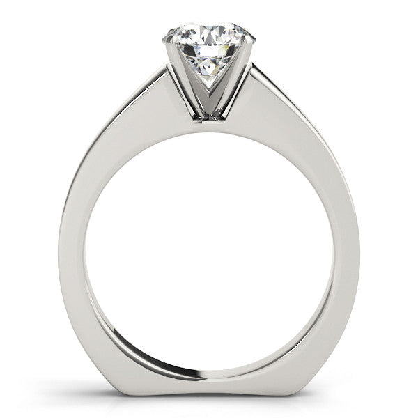 14K White Gold Round Brilliant Diamond Solitaire European Shank Engagement Ring (1ct)