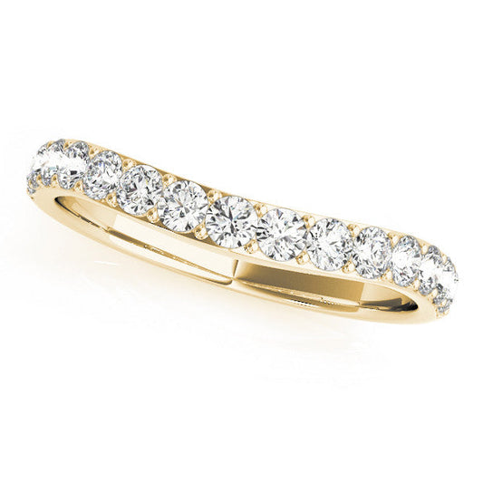14K Yellow Gold Round Brilliant Diamond Curved Wedding Ring (.38ctw)
