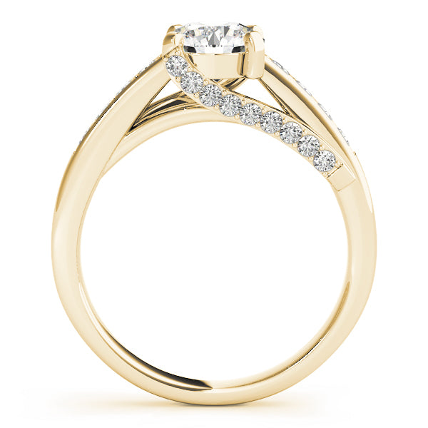 14K Yellow Gold Round Brilliant Diamond Channel Set Trellis Engagement Ring With Pave Accents (1.50ctw)