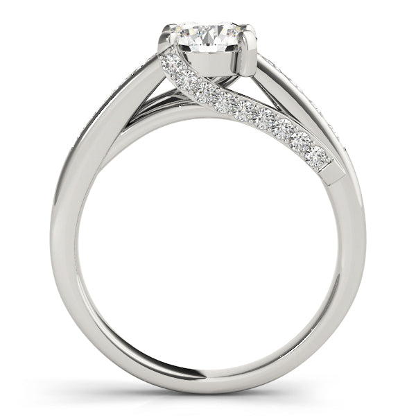 14K White Gold Round Brilliant Diamond Channel Set Trellis Engagement Ring With Pave Accents (1.50ctw)