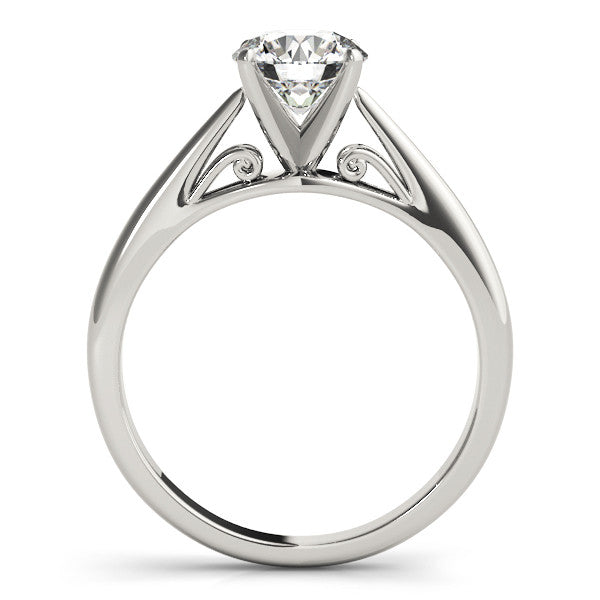 14K White Gold Round Brilliant Diamond Vintage Inspired Solitaire Engagement Ring (1ct)