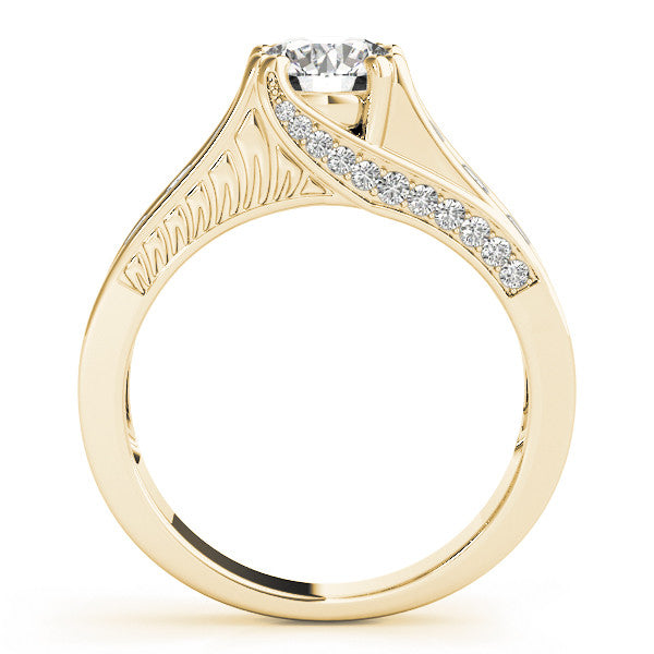 14K Yellow Gold Round Brilliant Diamond Trellis Engagement Ring With Channel Set Accent Diamonds (1.50ctw)