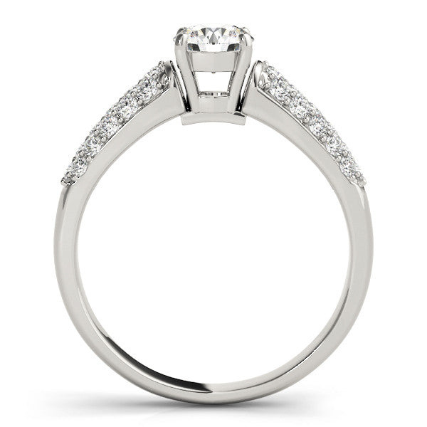 14K White Gold Round Brilliant Diamond Engagement Ring With Micro Pave Accents (1.38ctw)