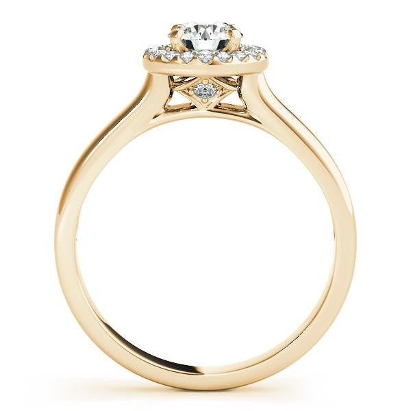 14K Yellow Gold Round Brilliant Diamond Halo Solitaire Engagement Ring With Hidden Accents (1.10ctw)