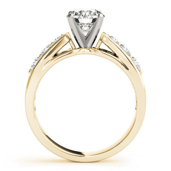 14K Yellow Gold Round Brilliant Diamond Tapered Shoulder Engagement Ring With Pave Accents (1.38ctw)