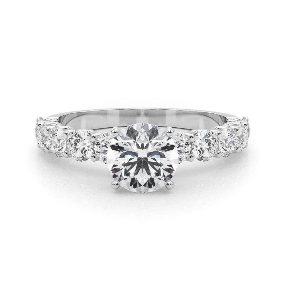 14K White Gold Lab-Grown Round Brilliant Diamond U Prong Engagement Ring - Options Available