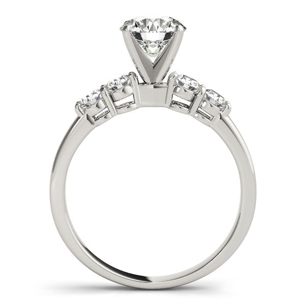 14K White Gold Round Brilliant Diamond Engagement Ring With Basket Pave Accents (1.38ctw)