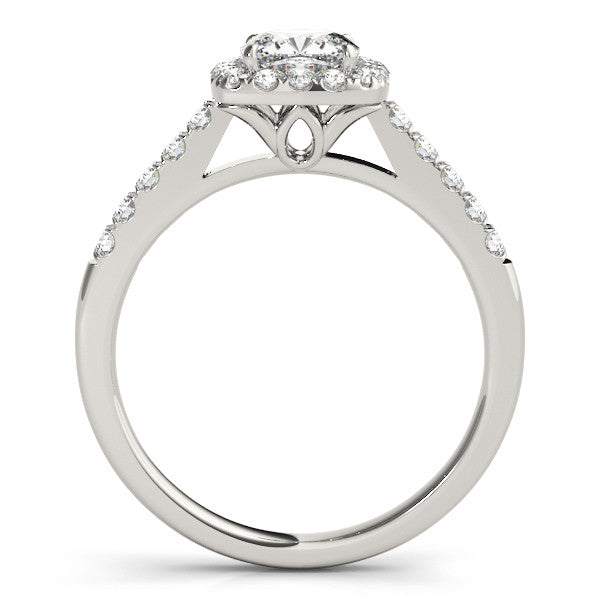 14K White Gold Cushion Cut Diamond Halo Engagement Ring With Pave Accents (1.33ctw)