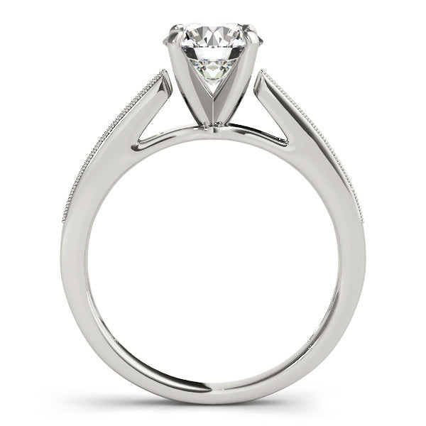 14K White Gold Round Brilliant Diamond Engagement Ring With Beaded Channel Set Accents (1.17ctw)