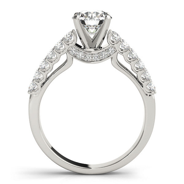 14K White Gold Round Brilliant Diamond Engagement Ring With Pave Accents (1.50ctw)