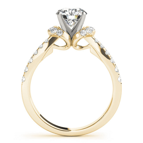 14K Yellow Gold Round Brilliant Diamond Engagement Ring With Diamond Collar and Pave Accents (1.33ctw)