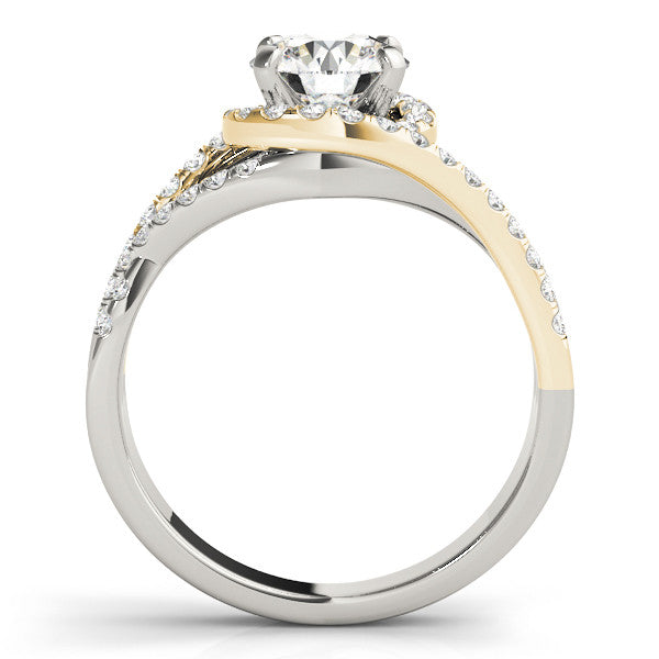 14K Yellow Gold Round Brilliant Diamond Twisted Bypass Engagement Ring With Pave Accents (1.75ctw)